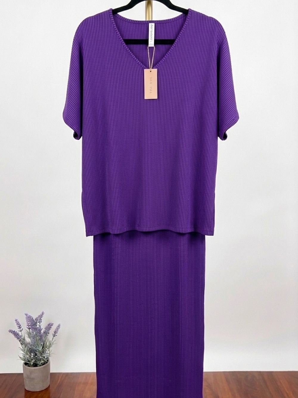 Vince Purple Ribbed V-Neck Sweater